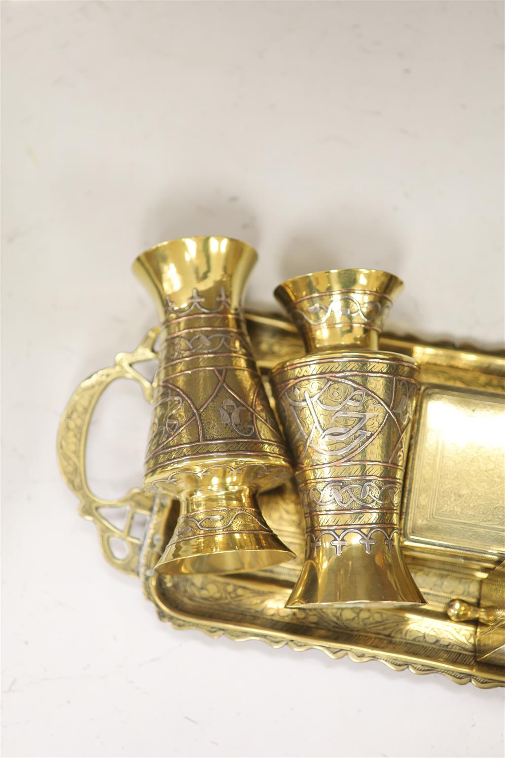 A collection of assorted Benares brassware